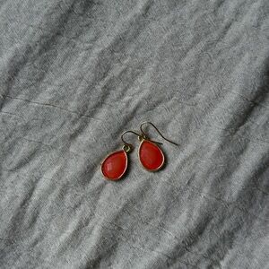 Francesca's Collections Gold and Red Teardrop Earrings